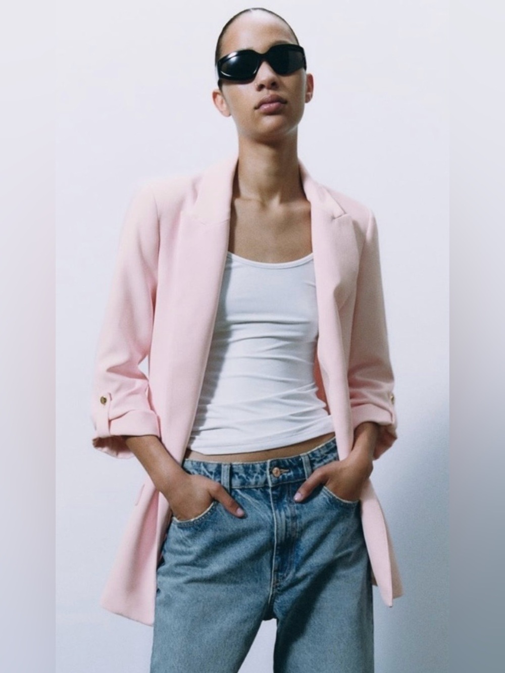 ZARA • Blush/Baby Pink Open-Front Blazer, L - Picture 2 of 16